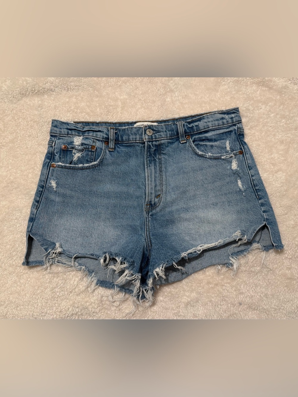 Abercrombie & Fitch Distressed Light Blue Denim Shorts